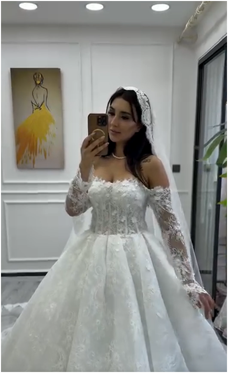G21-056 Ivory Ball Gown Lace Wedding Dress and Chapel Train - cinematic