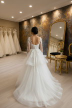 NIL-063 Tiered tulle Fairytale abito da sposa – vista posteriore