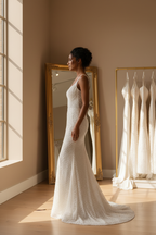 NIL-062 perla Beaded Sheath abito – Dramatic vista laterale