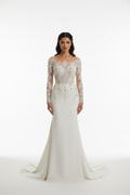 NIL-118 Soft Ivory Long Sleeve Couture Wedding Dress – Front View