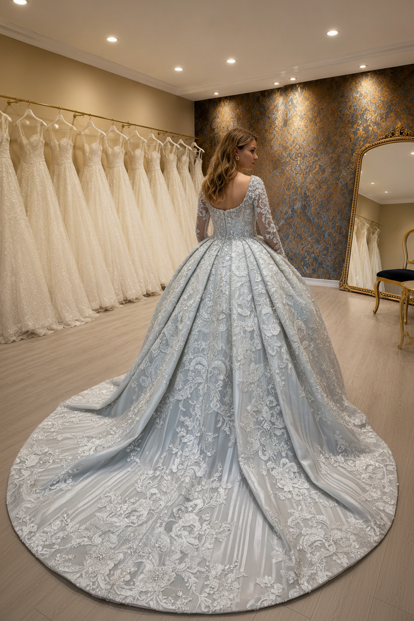 NIL-269 3D Kristall Floral Ballgown - Rückansicht