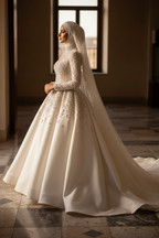 NIL NNC016 Modest Couture Ball Gown - Side Profile