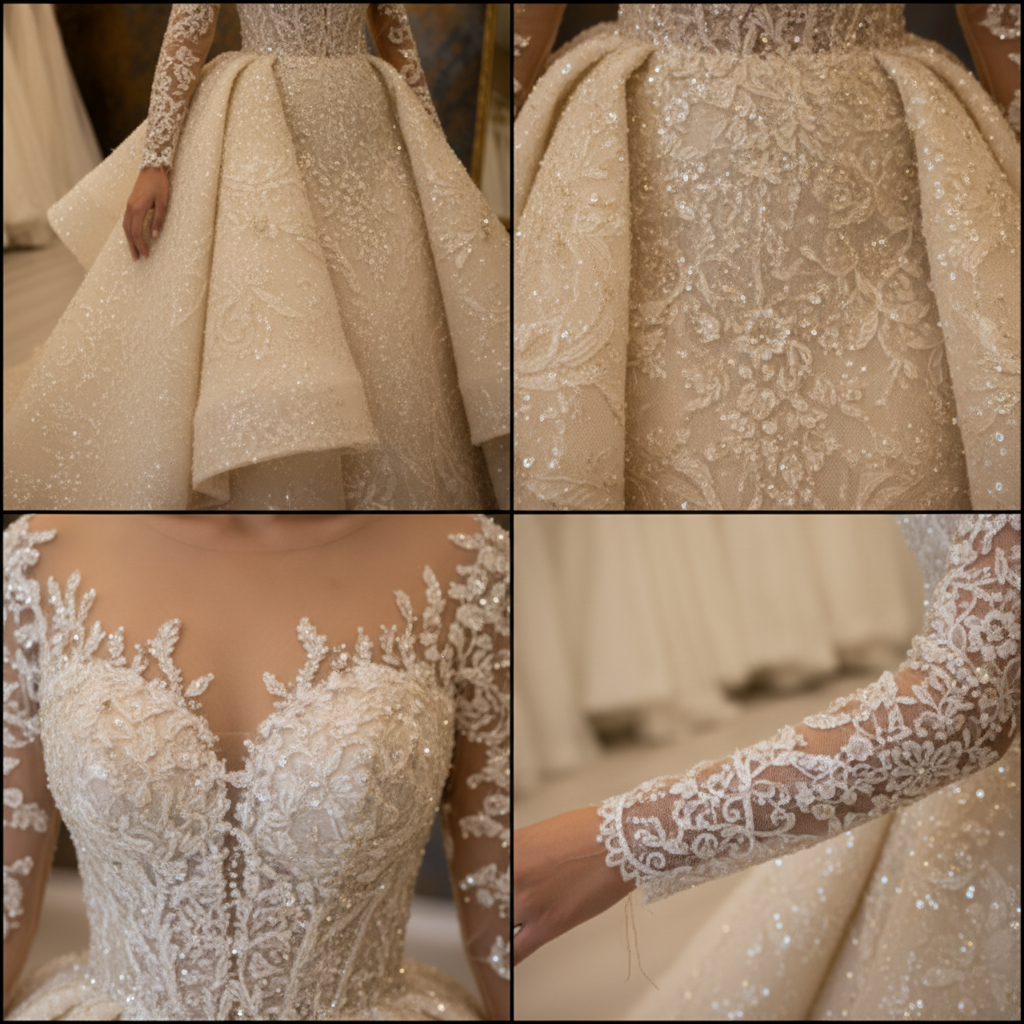 NIL-029 Sequin Cristallo & Beaded pizzo Detail