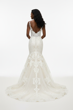 NIL-114 Cream Fit and Flare Wedding Dress – Back View