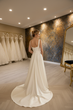 NIL-061 Square Neck Minimal Luxury Bridal Gown – Back View