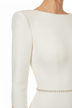 NNC-108 Cream Syrena suknia - Structured Shoulder i Kryształ Detail