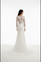 NIL-118 Soft Ivory Long Sleeve Couture Wedding Dress – Back View