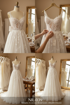 NIL-039 romantico Linea ad A pizzo abito da sposa atelier collage by NIL Abito da sposa