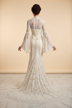 NIL-050 Vintage Victorian Lace Bridal Gown – Back View