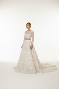 NNC-110 Ivory Two-Piece Floral Νυφικό Set - μπροστινή όψη