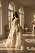 NIL-094 Ivory Trumpet Couture kjole – sidevisning