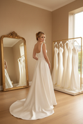 NIL-061 Square Neck Minimal Luxury Gown – Back 3/4 View