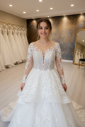 NIL-262 3D Lace Applique Ballgown - Full Body Front View