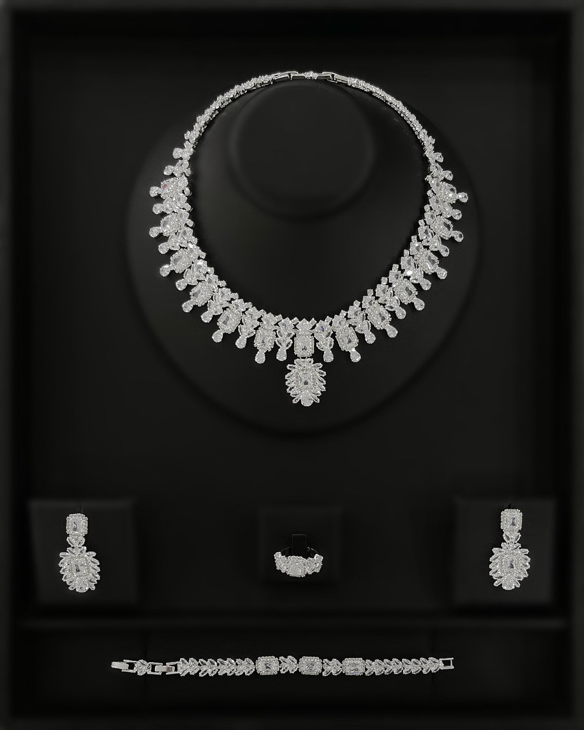 NNC-009 | Light Zircon Stone Brude Set Necklace