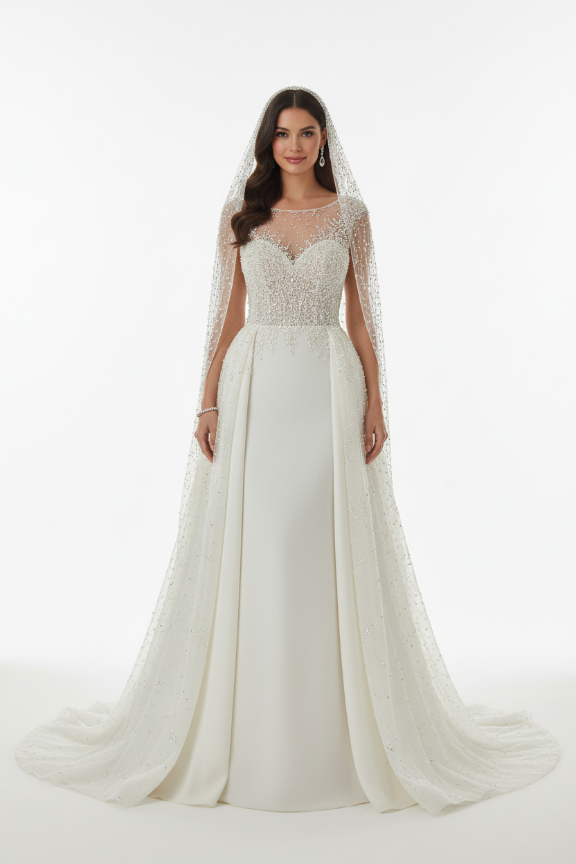 G21-138 SOFT-IVORY-A-LINE-WEDDING-DRESS-CRYSTAL-LACE-SWEETHEART-NECKLINE-DETACHABLE-OVERSKIRT-CRYSTAL-BEADING-NATURAL-WAIST-CATHEDRAL-TRAIN-MODERN-LUXURY--GULF-SEMI-COVERED-FRONT-VIEW