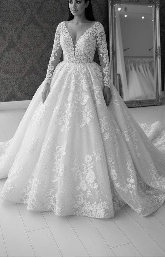 G21-235 Ivory Princess Ball Gown with French Lace