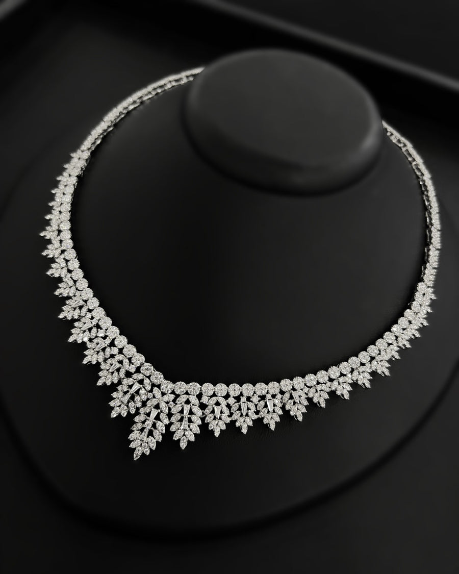 G21-AKS-014 Special Collection Triple Row Marquise Leaf V-Necklace