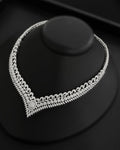 G21-AKS-003 Curb Chain Baguette Pendant Zircon V-Necklace