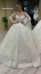 G21-376 Ivory Ball Gown Lace Applique Tulle Wedding Dress
