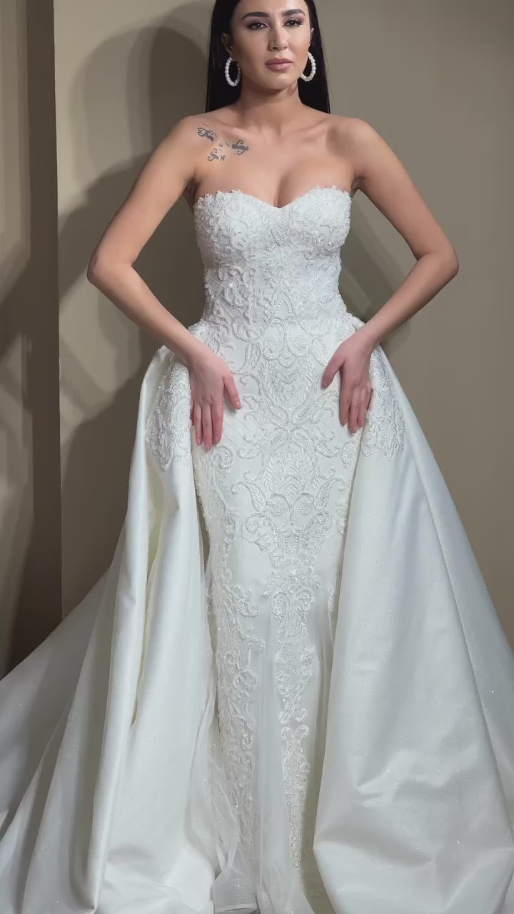 G21-100A - Ivory Beaded Lace Ball Gown Wedding Dress