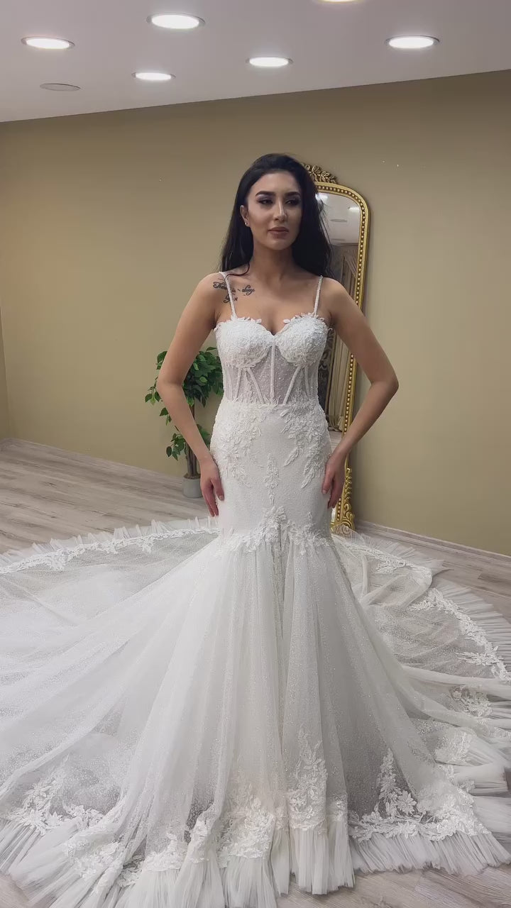 G21-115A - Ivory Beaded Lace Ball Gown Wedding Dress - closer look