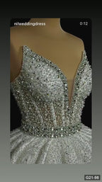 G21-098 Ivory Ball Gown Lace Wedding Dress and Chapel Train
