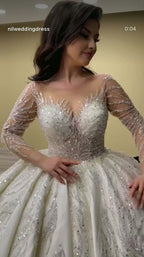 G21-374 Ivory Ball Gown Crystal Beaded Tulle Wedding Dress