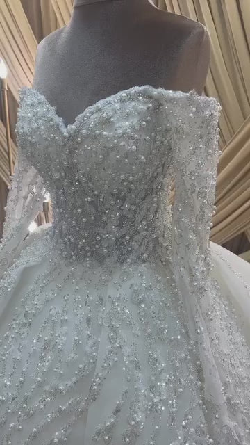 G21-053A - Champagne Lace Ball Gown Wedding Dress