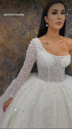 G21-355 Ivory Ball Gown Crystal Beaded Tulle Wedding Dress