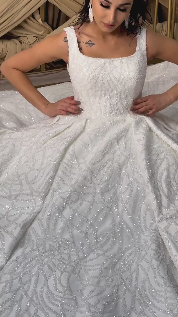 G21-119A - Ivory Beaded Lace Ball Gown Wedding Dress