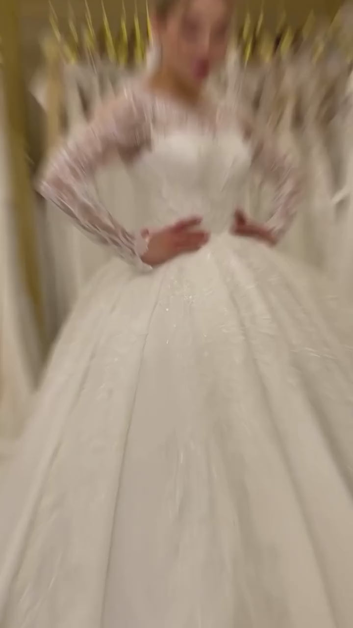 G21-026A - Champagne Embellished Ball Gown Wedding Dress Video