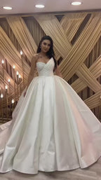 G21-360 Ivory Ball Gown Minimalist Satin Wedding Dress