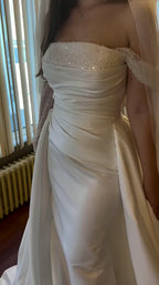 G21-332 Ivory Sheath Draped Satin Wedding Dress