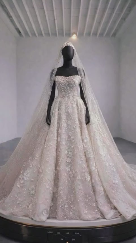 G21-021A - Ivory Elegant Ball Gown Wedding Dress Video
