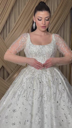 G21-120A - Ivory Beaded Lace Ball Gown Wedding Dress
