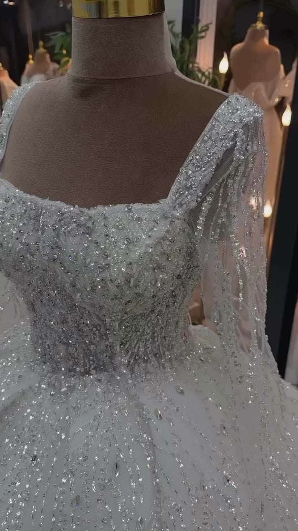 G21-105 Ivory Ball Gown Lace Wedding Dress and Chapel Train