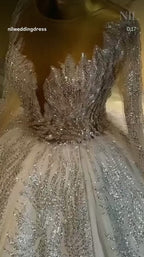 G21-346 Ivory Ball Gown Gold Beaded Tulle Wedding Dress