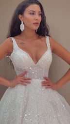G21-144A - Soft Ivory Beaded Lace Ball Gown Wedding Dress