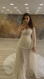 G21-149A - Champagne Lace Ball Gown Wedding Dress