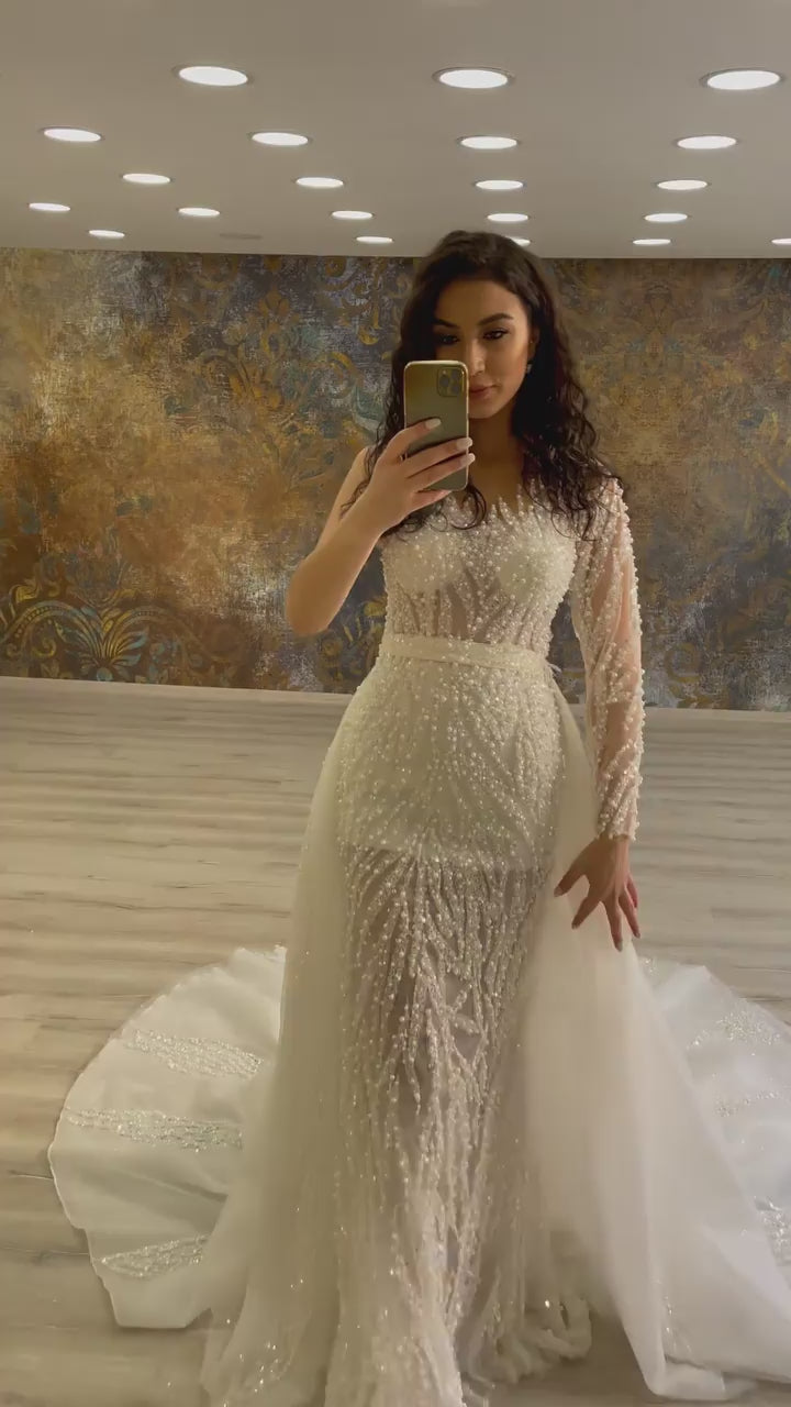 G21-149A - Champagne Lace Ball Gown Wedding Dress - closer look