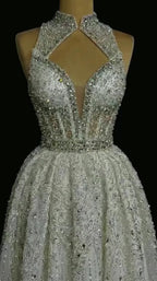 G21-323 Ivory Ball Gown Crystal Beaded Glitter Tulle Wedding Dress