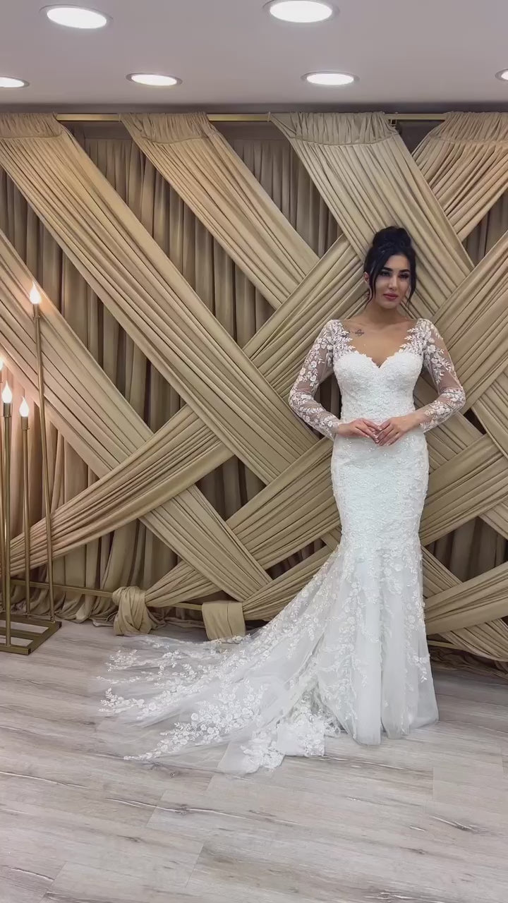 G21-129A - Ivory Beaded Lace Ball Gown Wedding Dress