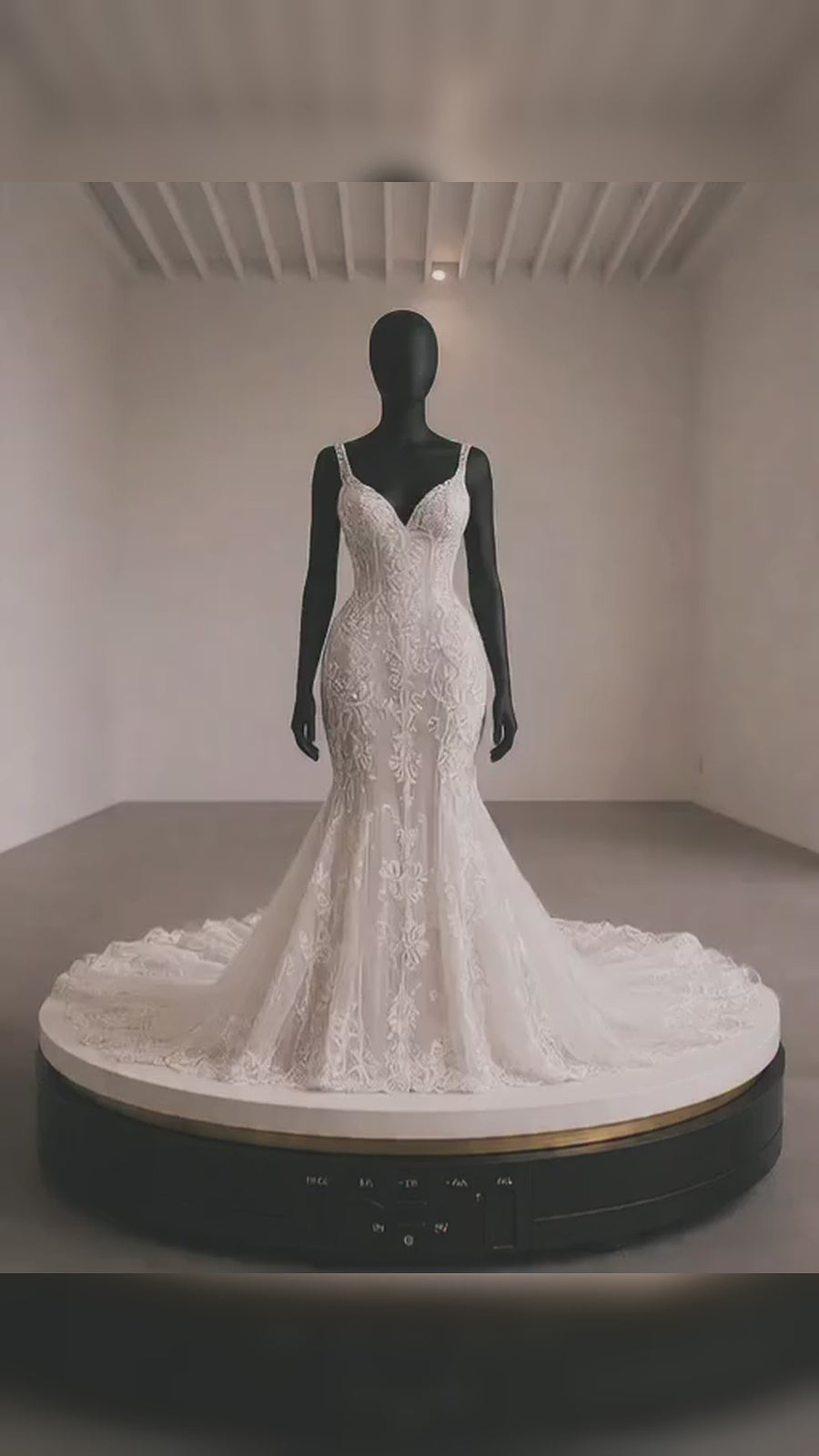 G21-247 Wedding Dress Mermaid Ivory Lace Crystal Beaded