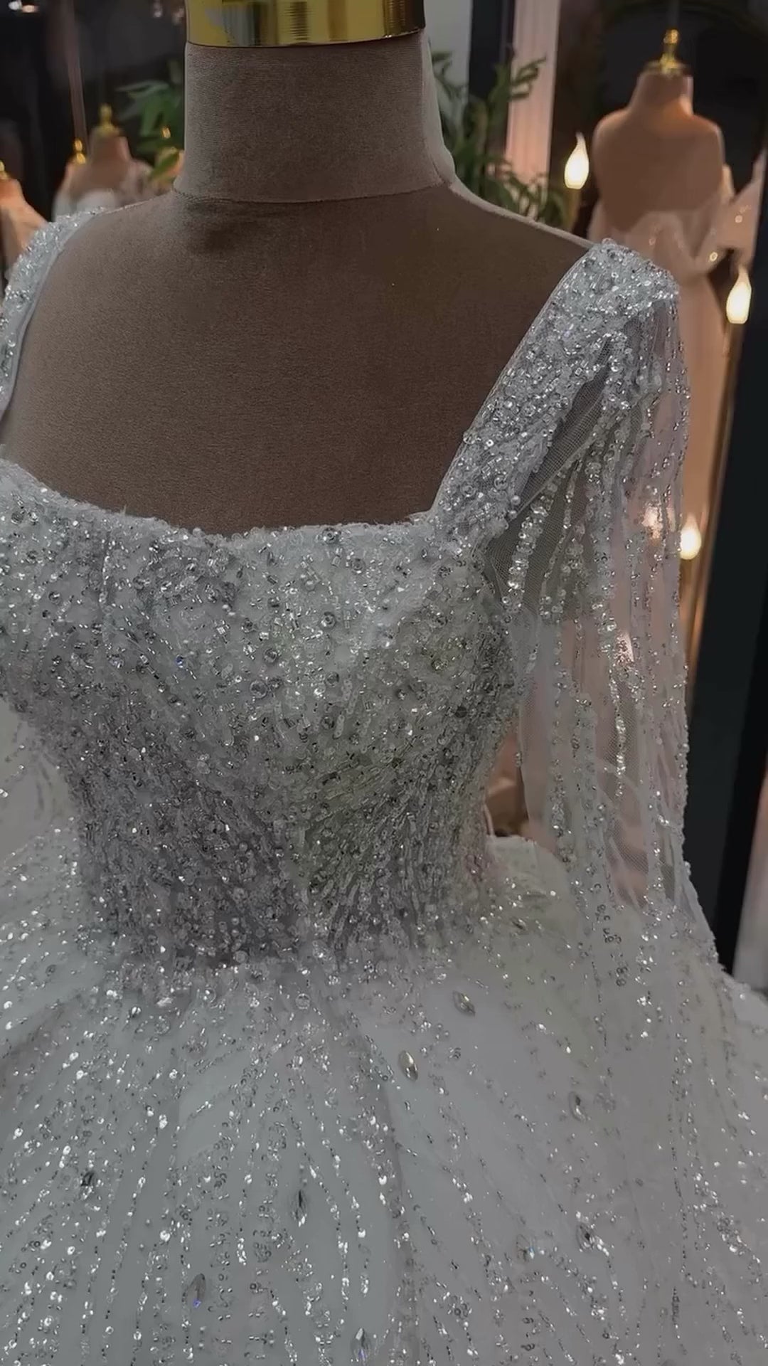 G21-105 Fildişi Prenses Model Dantel gelinlik ve Şapel Kuyruk