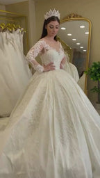 G21-112 Ivory Ball Gown Lace Wedding Dress and Chapel Train