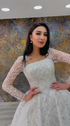 G21-361 Ivory A-Line Floral Lace Tulle Wedding Dress