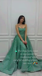 G21-NS-353 Mint Green A-Line Beaded Tulle Engagement Dress