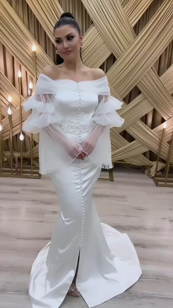 G21-366 Ivory A-Line Minimalist Chiffon Wedding Dress