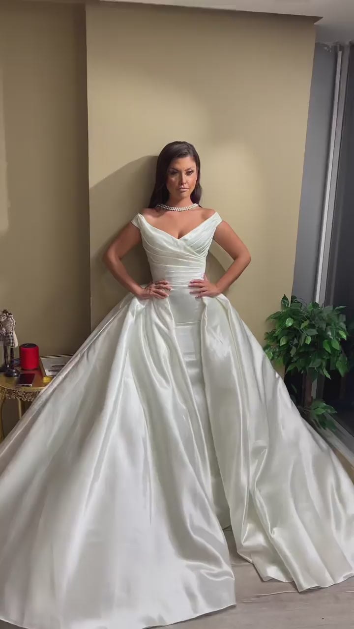 G21-138A - Soft Ivory Beaded Lace Ball Gown Wedding Dress
