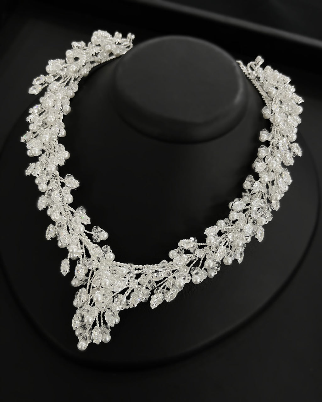 NNC-029 | Unea Zircon Stone & Κρύσταλλο Bead μαργαριτάρι Detail Set Necklace